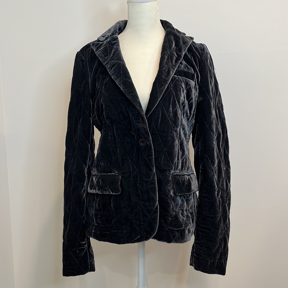 Boston Proper Quilted Velvet Blazer Jacket
